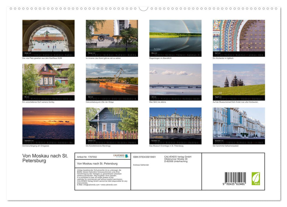 Von Moskau nach St. Petersburg (CALVENDO Premium Wandkalender 2025)