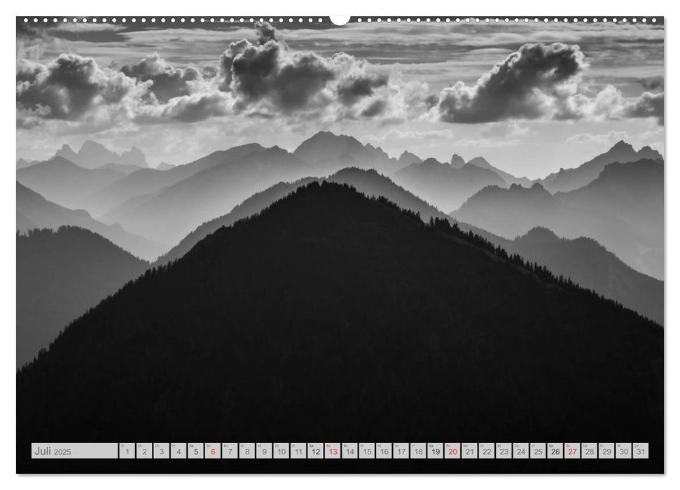 Bergpixels Schwarz-Weiße Gebirgsträume (CALVENDO Premium Wandkalender 2025)