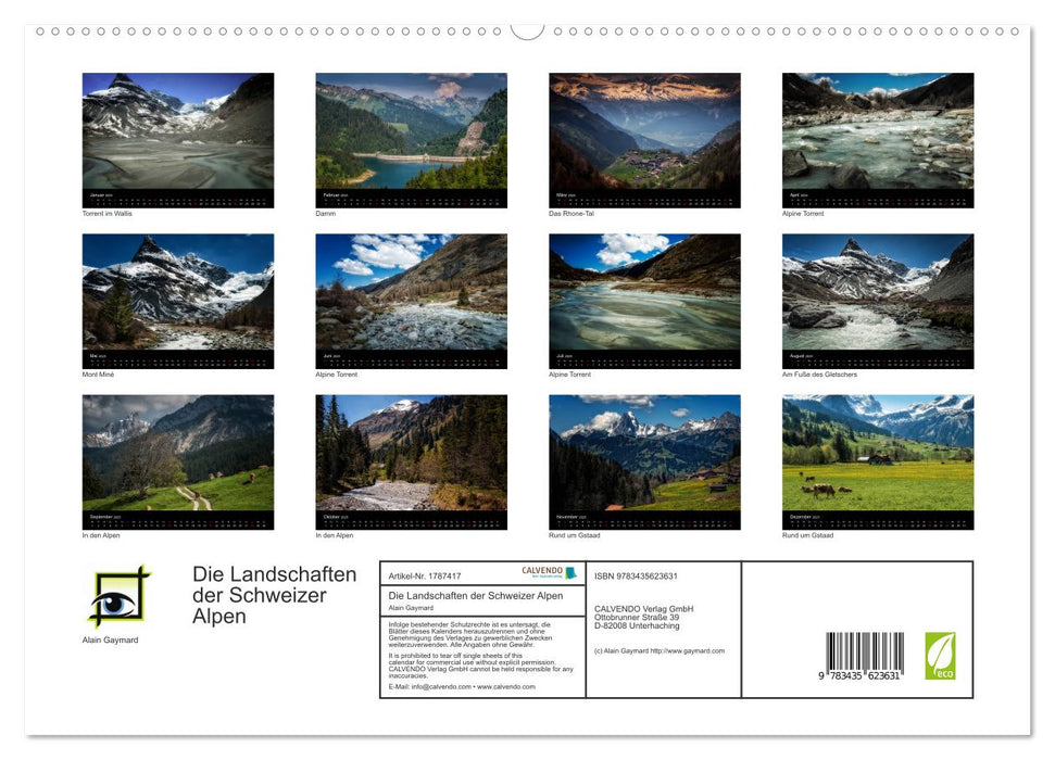 Die Landschaften der Schweizer Alpen (CALVENDO Premium Wandkalender 2025)