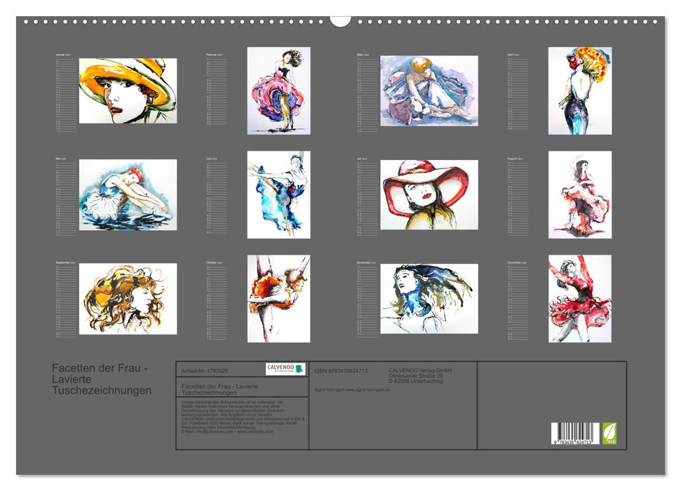Facetten der Frau - Lavierte Tuschezeichnungen (CALVENDO Wandkalender 2025)