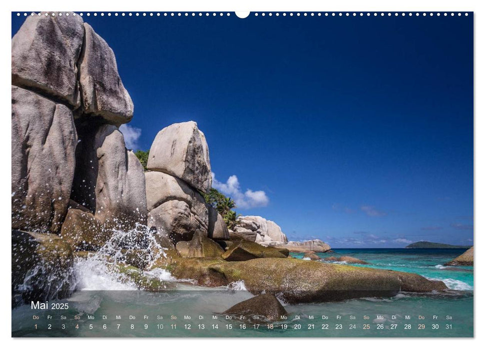 Paradiesstrände der Seychellen (CALVENDO Premium Wandkalender 2025)