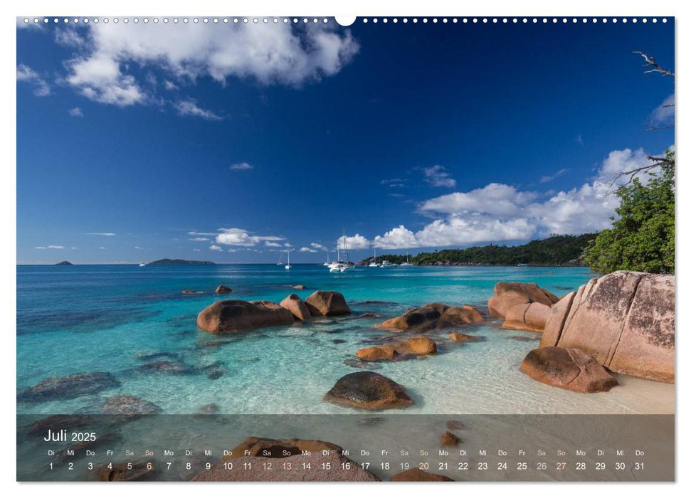 Paradiesstrände der Seychellen (CALVENDO Premium Wandkalender 2025)