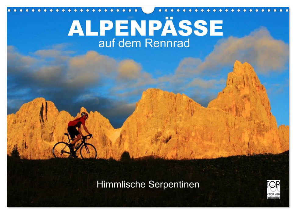 Alpenpässe auf dem Rennrad "Himmlische Serpentinen" (CALVENDO Wandkalender 2025)