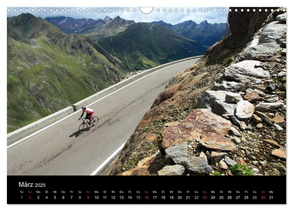 Alpenpässe auf dem Rennrad "Himmlische Serpentinen" (CALVENDO Wandkalender 2025)