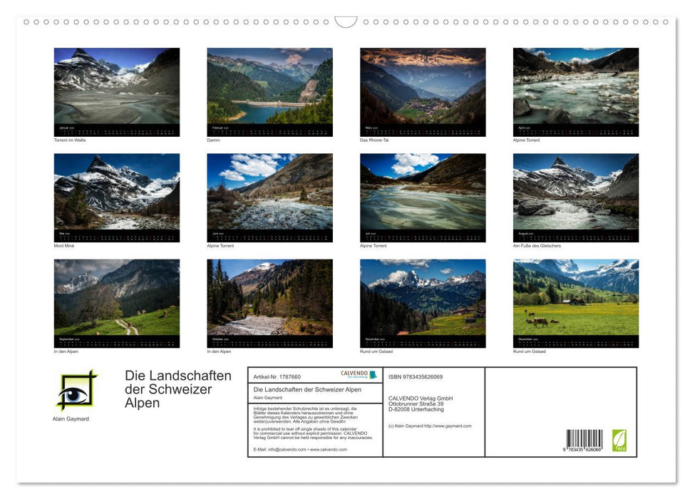 Die Landschaften der Schweizer Alpen (CALVENDO Wandkalender 2025)