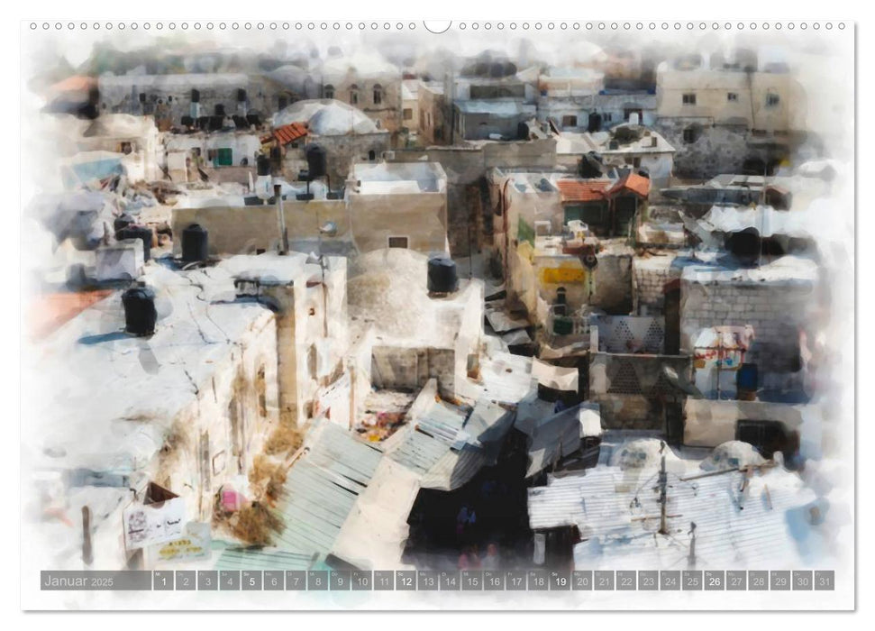 Jerusalem à la aquarell (CALVENDO Premium Wandkalender 2025)