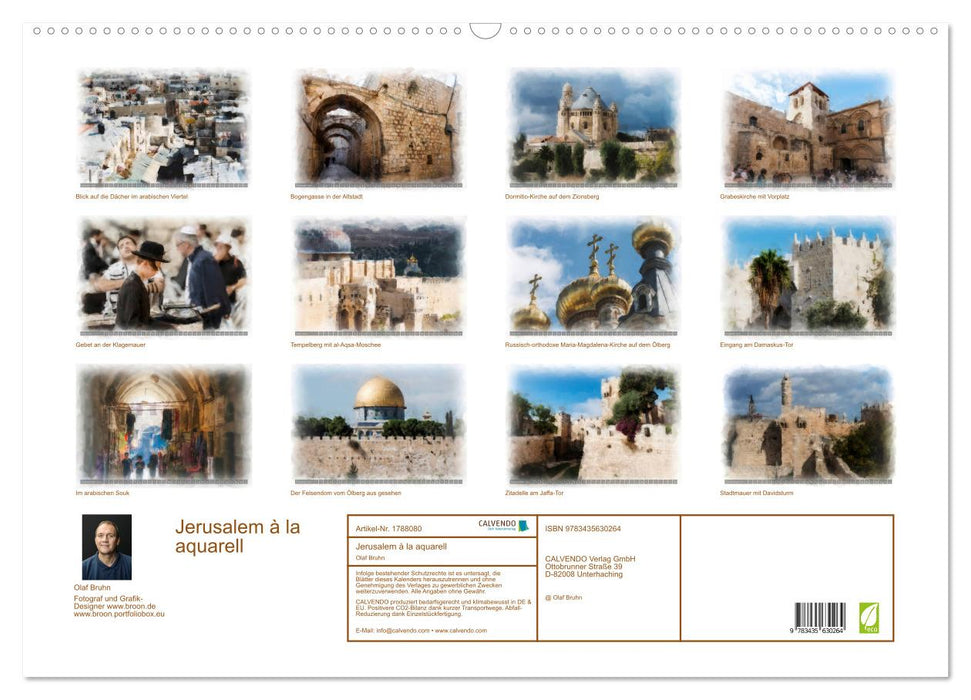 Jerusalem à la aquarell (CALVENDO Wandkalender 2025)