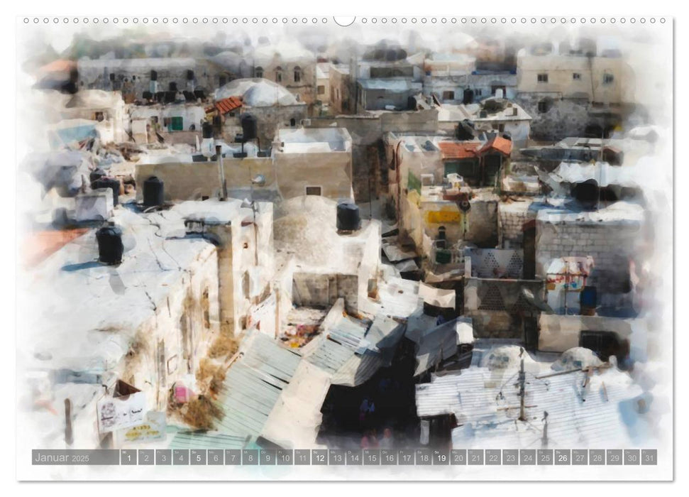 Jerusalem à la aquarell (CALVENDO Wandkalender 2025)