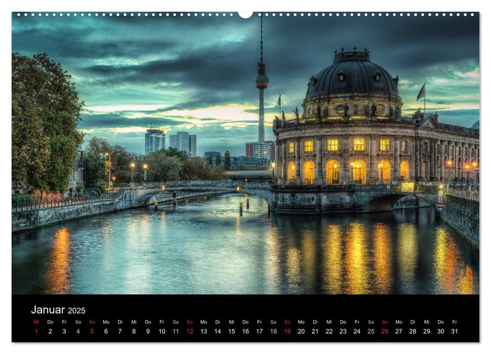 Berlin City bei Nacht (CALVENDO Premium Wandkalender 2025)