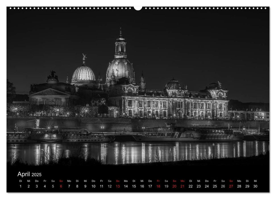 Dresden - Elbflorenz bei Nacht (CALVENDO Premium Wandkalender 2025)