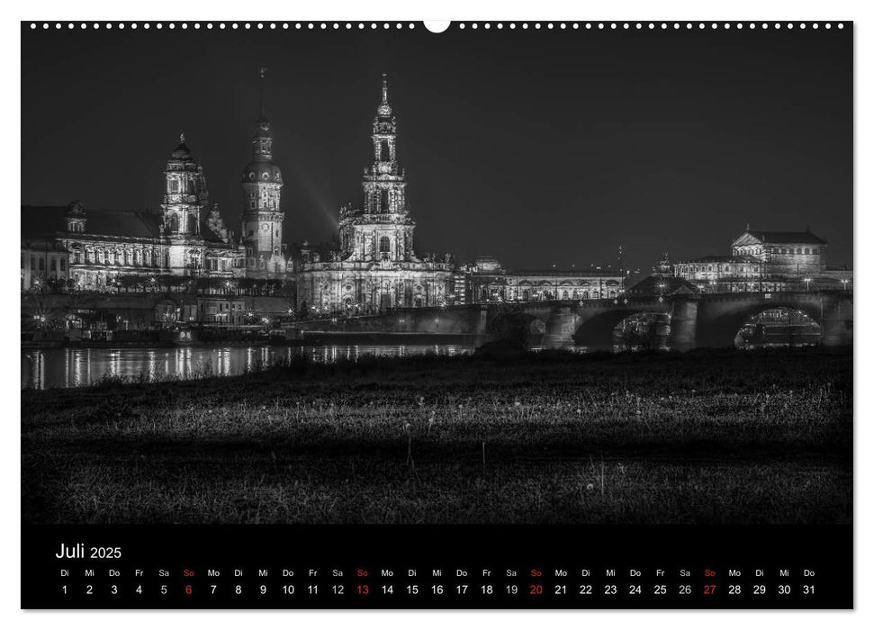 Dresden - Elbflorenz bei Nacht (CALVENDO Premium Wandkalender 2025)