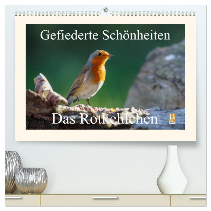 Gefiederte Schönheiten - Das Rotkehlchen (CALVENDO Premium Wandkalender 2025)