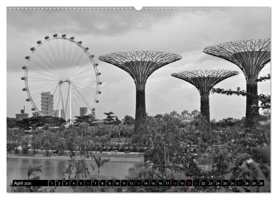 Singapur - Impressionen in schwarz - weiss (CALVENDO Premium Wandkalender 2025)