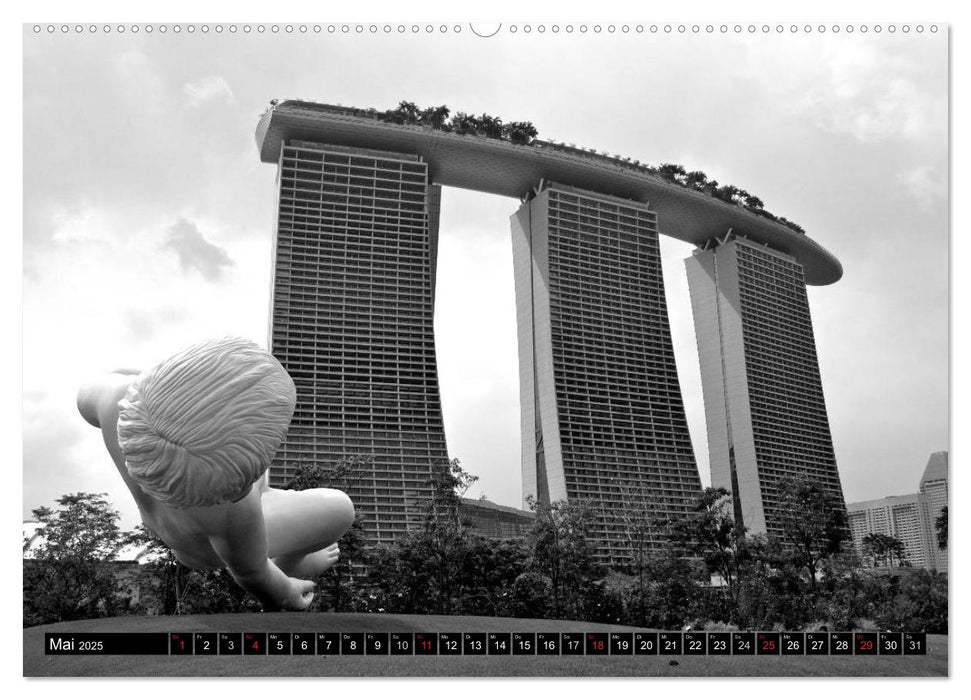 Singapur - Impressionen in schwarz - weiss (CALVENDO Premium Wandkalender 2025)