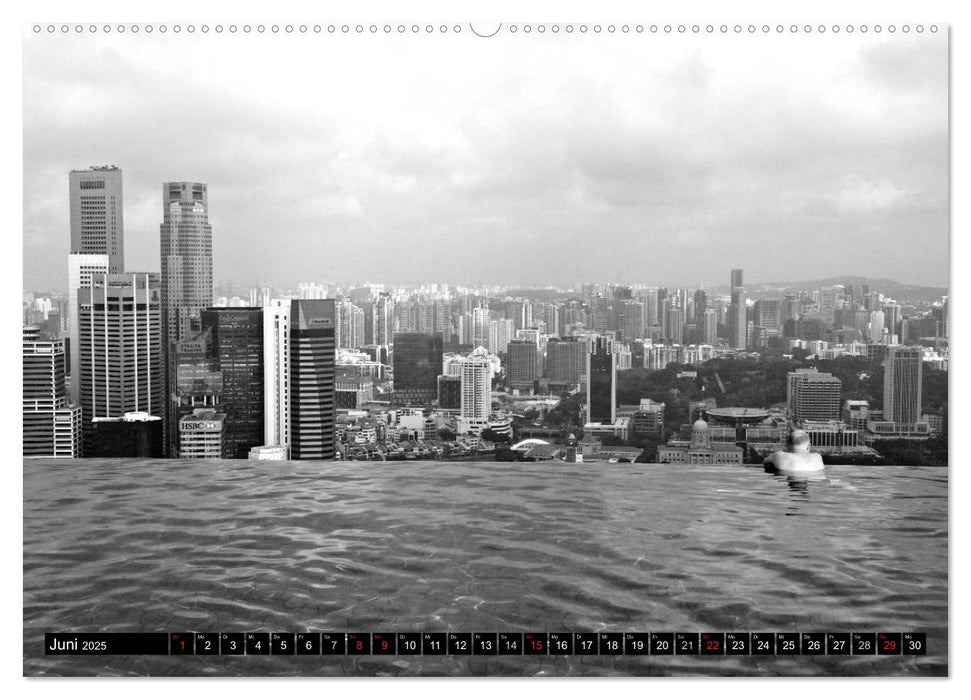 Singapur - Impressionen in schwarz - weiss (CALVENDO Premium Wandkalender 2025)