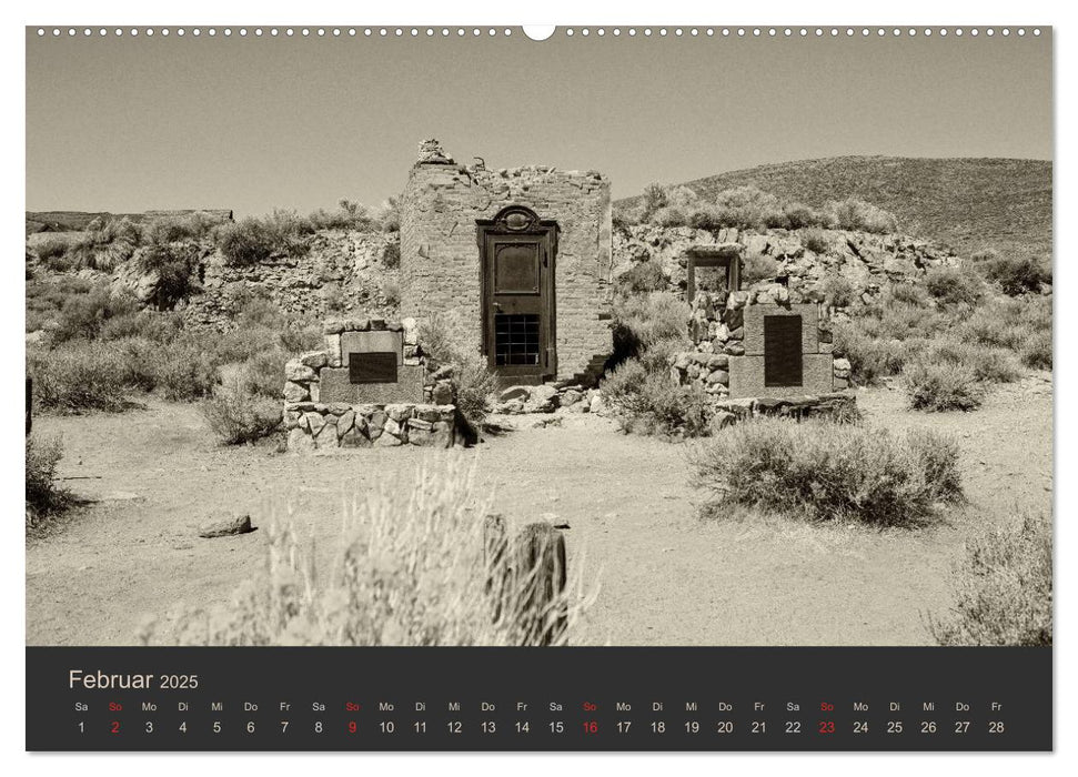 Geisterstadt Bodie - Relikt aus dem Goldrausch (schwarz-weiß) (CALVENDO Premium Wandkalender 2025)