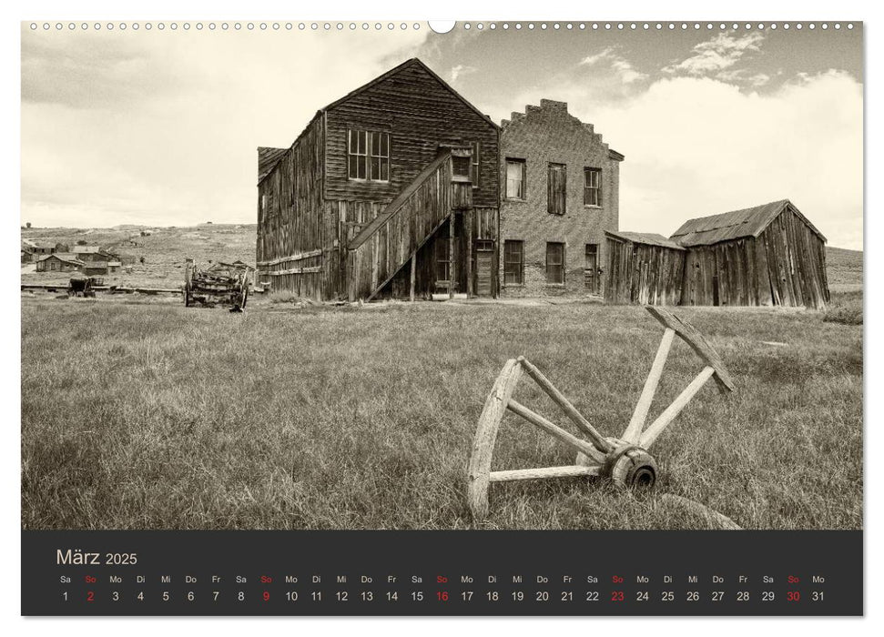 Geisterstadt Bodie - Relikt aus dem Goldrausch (schwarz-weiß) (CALVENDO Premium Wandkalender 2025)