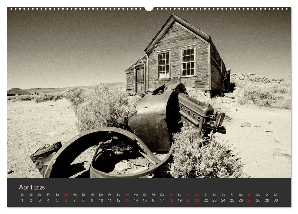 Geisterstadt Bodie - Relikt aus dem Goldrausch (schwarz-weiß) (CALVENDO Premium Wandkalender 2025)