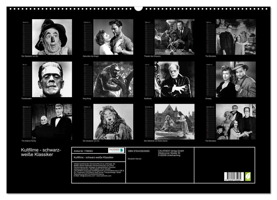 Kultfilme - schwarz-weiße Klassiker (CALVENDO Wandkalender 2025)