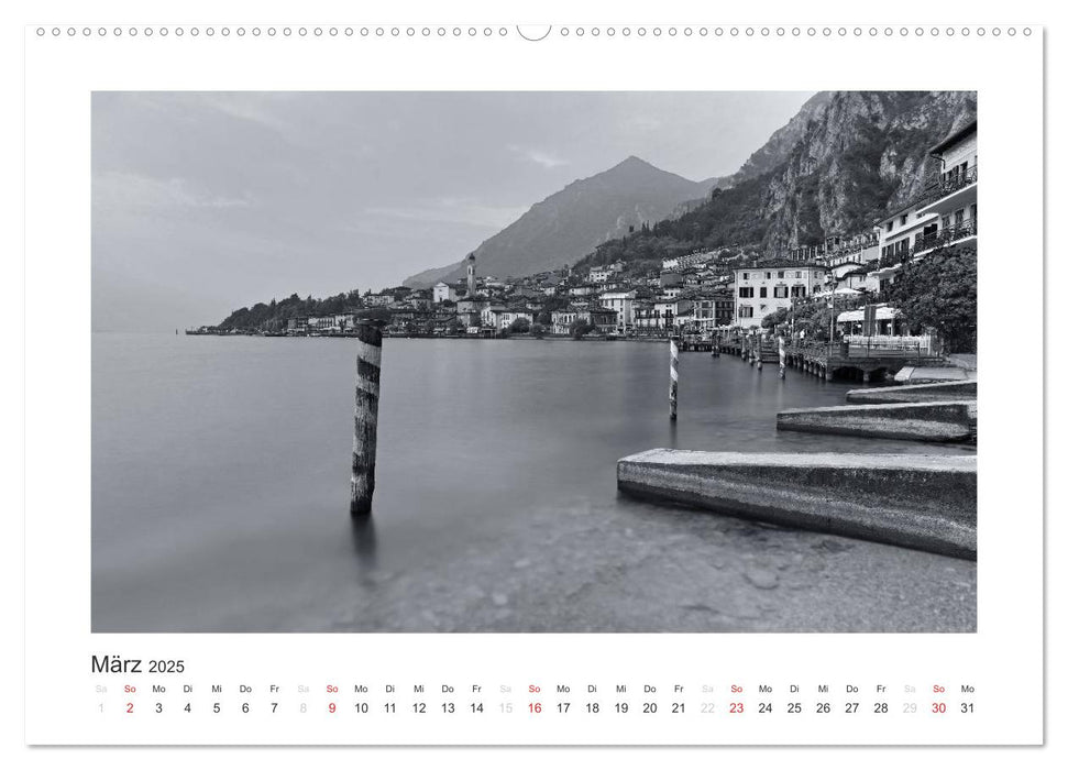 Limone sul Garda schwarzweiß (CALVENDO Premium Wandkalender 2025)