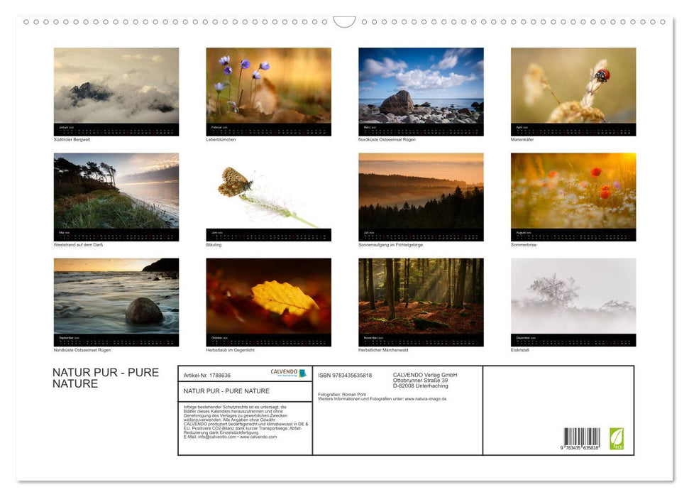 NATUR PUR - PURE NATURE (CALVENDO Wandkalender 2025)