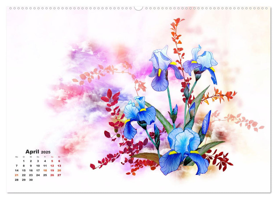 Irisblüten Zeichnungen (CALVENDO Premium Wandkalender 2025)