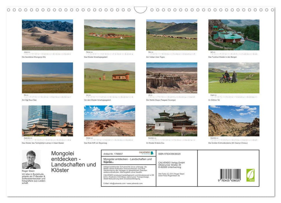 Mongolei entdecken - Landschaften und Klöster (CALVENDO Wandkalender 2025)