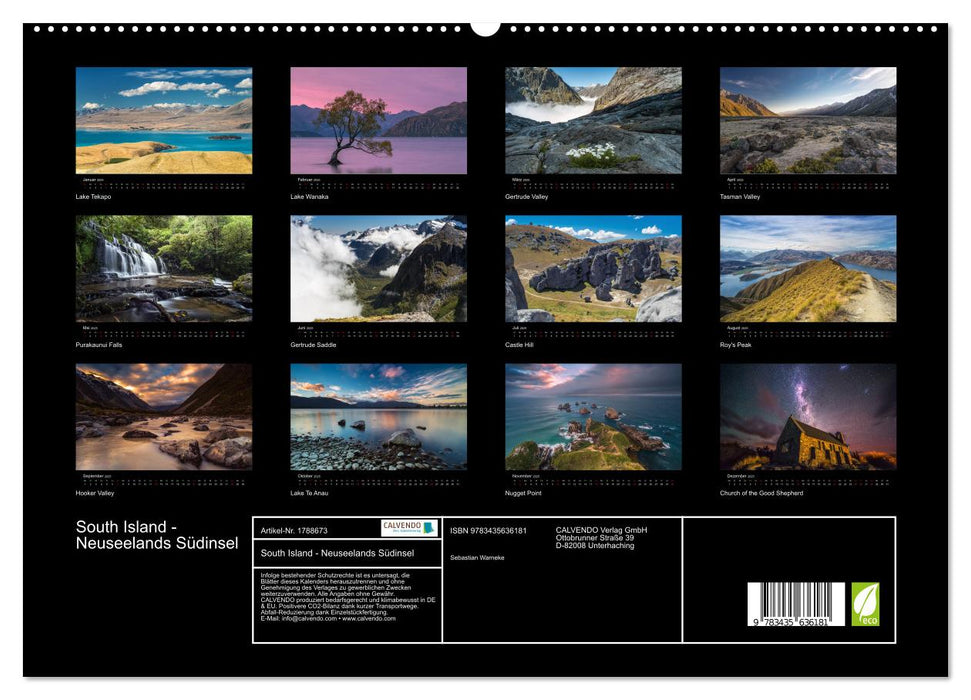 South Island - Neuseelands Südinsel (CALVENDO Premium Wandkalender 2025)