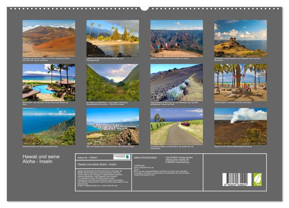 Hawaii und seine Aloha - Inseln (CALVENDO Premium Wandkalender 2025)