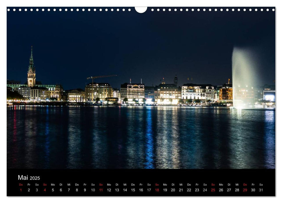 Hamburg - Nächtliche Impressionen (CALVENDO Wandkalender 2025)