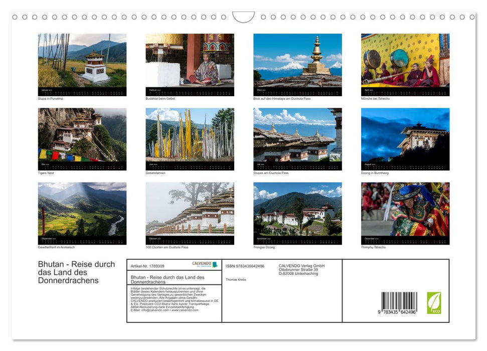 Bhutan - Reise durch das Land des Donnerdrachens (CALVENDO Wandkalender 2025)