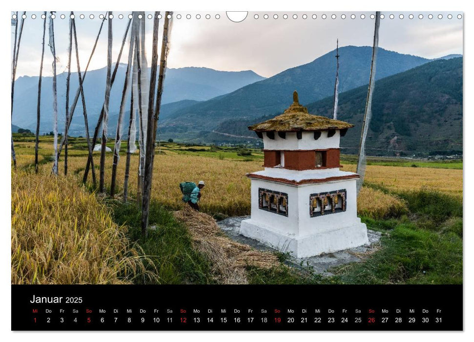 Bhutan - Reise durch das Land des Donnerdrachens (CALVENDO Wandkalender 2025)