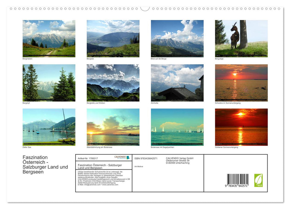 Faszination Österreich - Salzburger Land und Bergseen (CALVENDO Premium Wandkalender 2025)