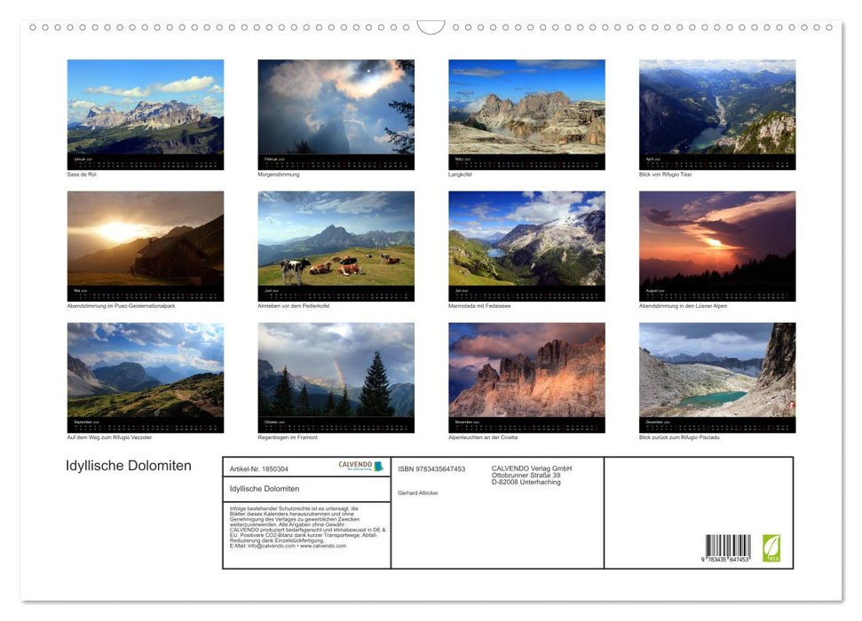 Idyllische Dolomiten (CALVENDO Wandkalender 2025)