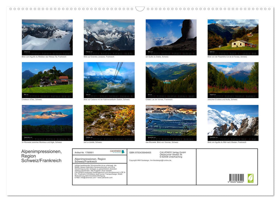 Alpenimpressionen, Region Schweiz/Frankreich (CALVENDO Wandkalender 2025)