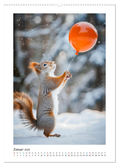 Lustige kleine Eichhörnchen (CALVENDO Wandkalender 2025)
