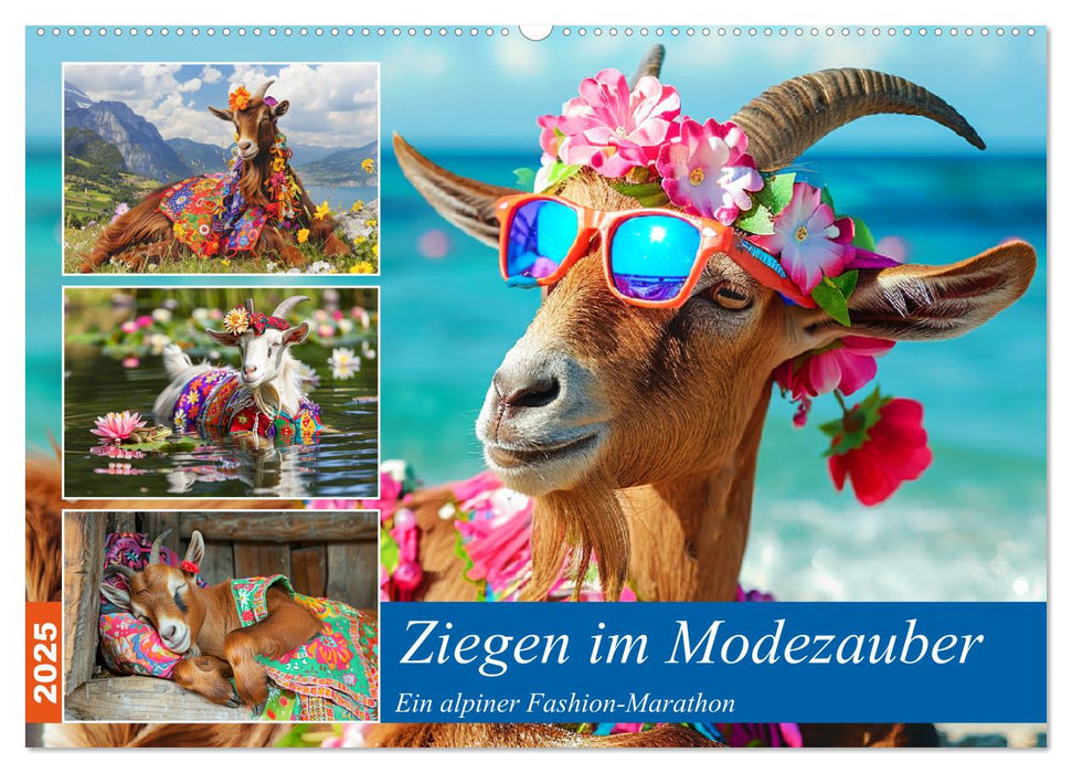 Ziegen im Modezauber. Ein alpiner Fashion-Marathon (CALVENDO Wandkalender 2025)