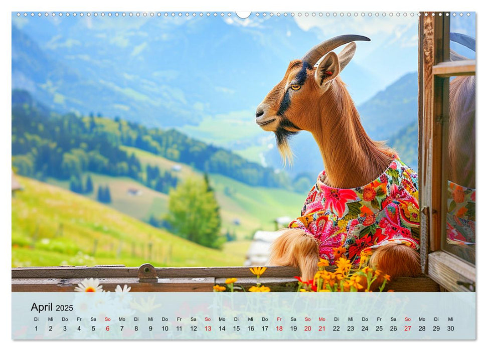 Ziegen im Modezauber. Ein alpiner Fashion-Marathon (CALVENDO Wandkalender 2025)