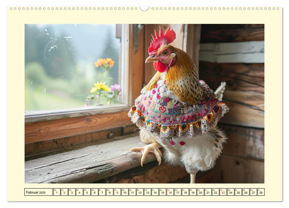 Lustige Federvieh-Fashion. Modische Abenteuer auf dem Bauernhof (CALVENDO Wandkalender 2025)