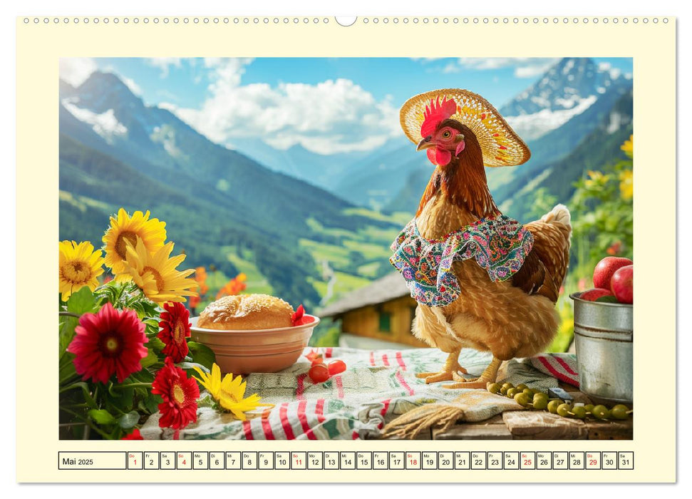 Lustige Federvieh-Fashion. Modische Abenteuer auf dem Bauernhof (CALVENDO Wandkalender 2025)