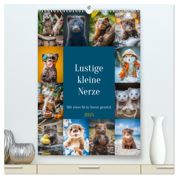 Lustige kleine Nerze (CALVENDO Premium Wandkalender 2025)