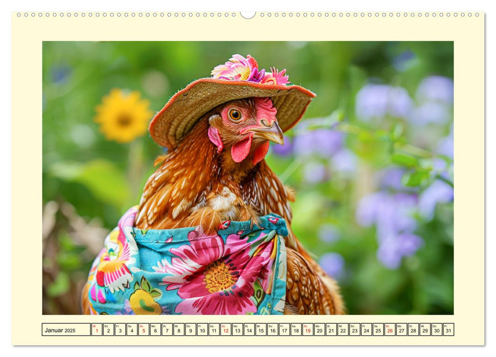 Lustige Federvieh-Fashion. Modische Abenteuer auf dem Bauernhof (CALVENDO Premium Wandkalender 2025)