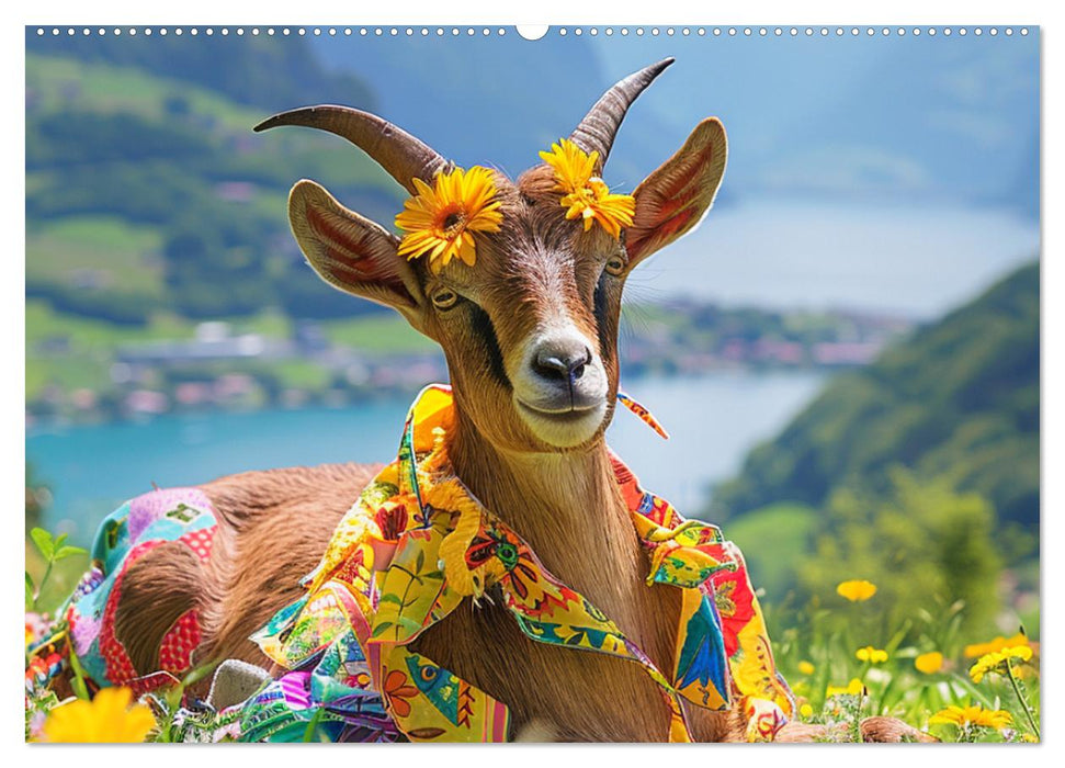 Ziegen im Modezauber. Ein alpiner Fashion-Marathon (CALVENDO Premium Wandkalender 2025)