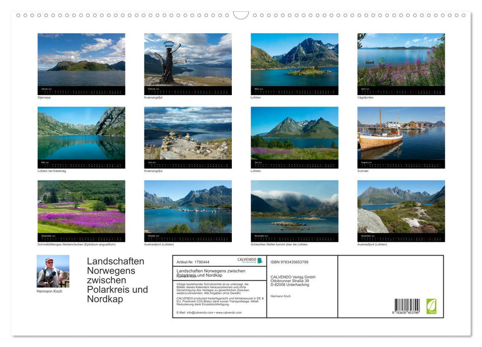 Landschaften Norwegens zwischen Polarkreis und Nordkap (CALVENDO Wandkalender 2025)