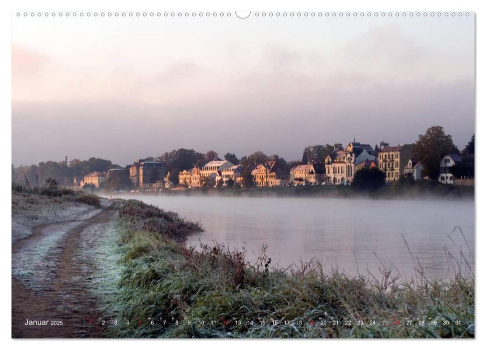 Die Elbe in Dresden-Laubegast (CALVENDO Premium Wandkalender 2025)