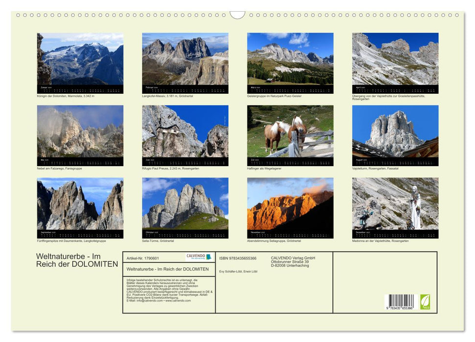 Weltnaturerbe - Im Reich der DOLOMITEN (CALVENDO Wandkalender 2025)