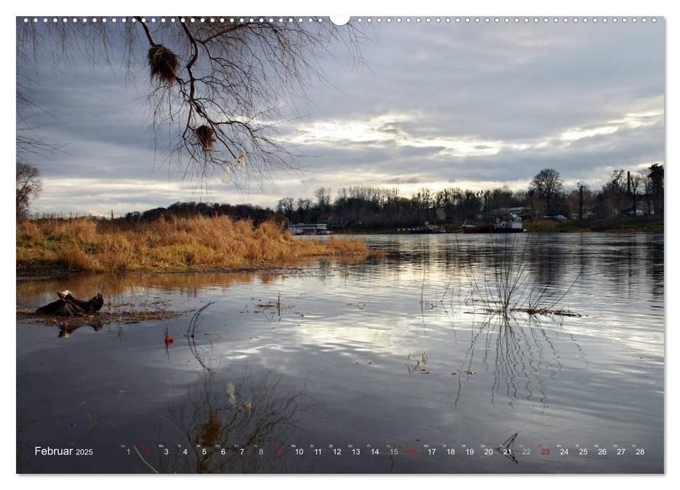 Die Elbe in Dresden-Laubegast (CALVENDO Wandkalender 2025)