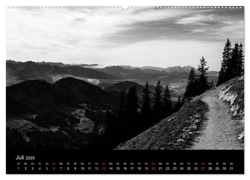 BERGE IN SCHWARZ WEISS (CALVENDO Premium Wandkalender 2025)