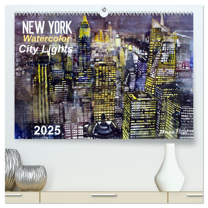 New York Watercolor Citylights (CALVENDO Premium Wandkalender 2025)