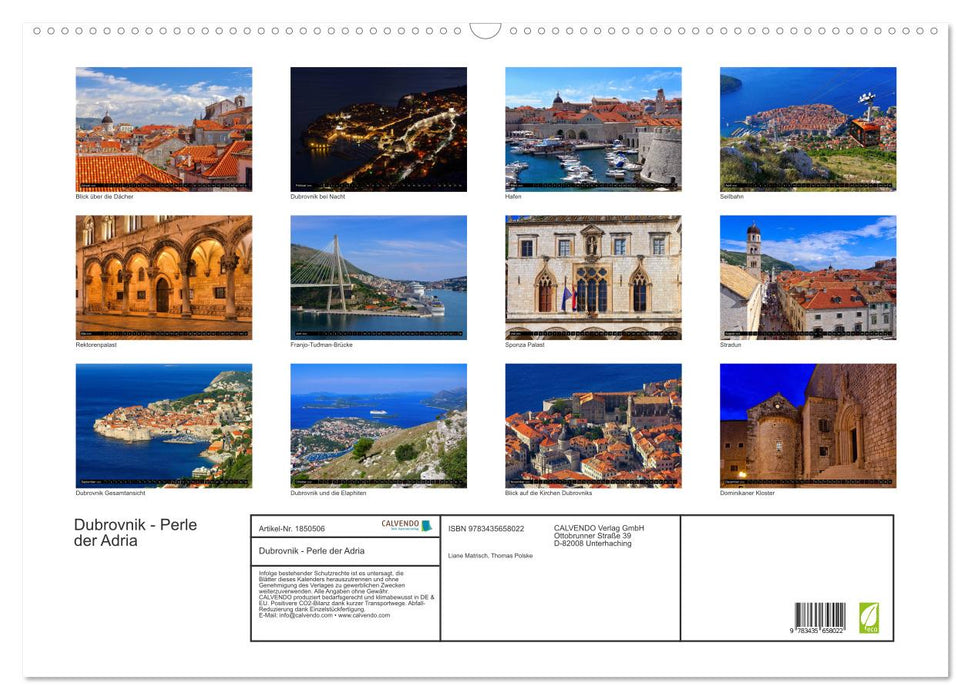 Dubrovnik - Perle der Adria (CALVENDO Wandkalender 2025)